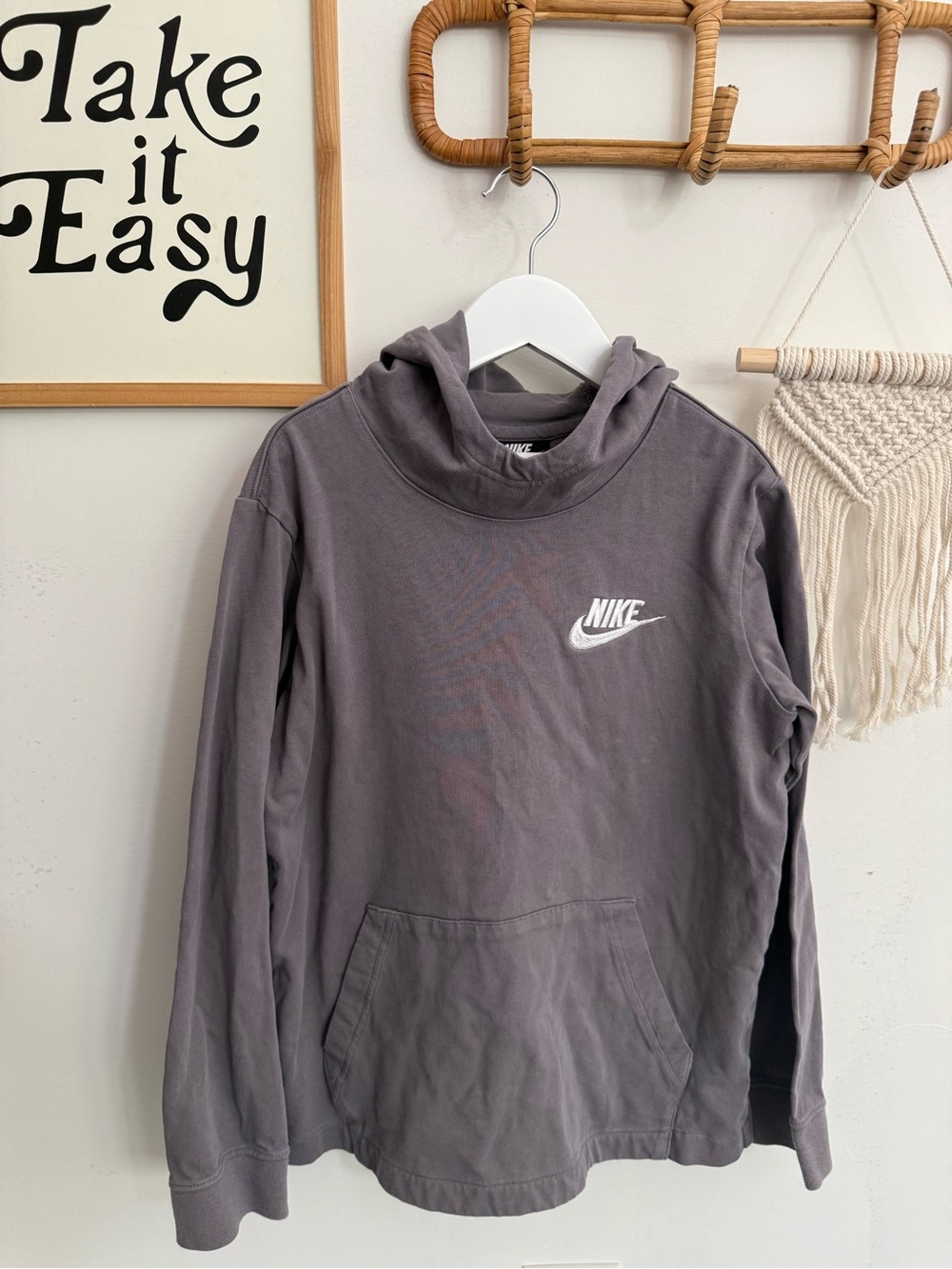 Nike - big kids size LG - lightweight gray hoodie